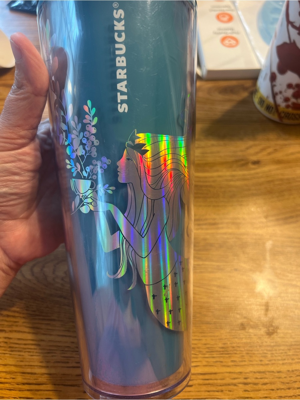 Starbucks Teal Holographic Mermaid Tumbler